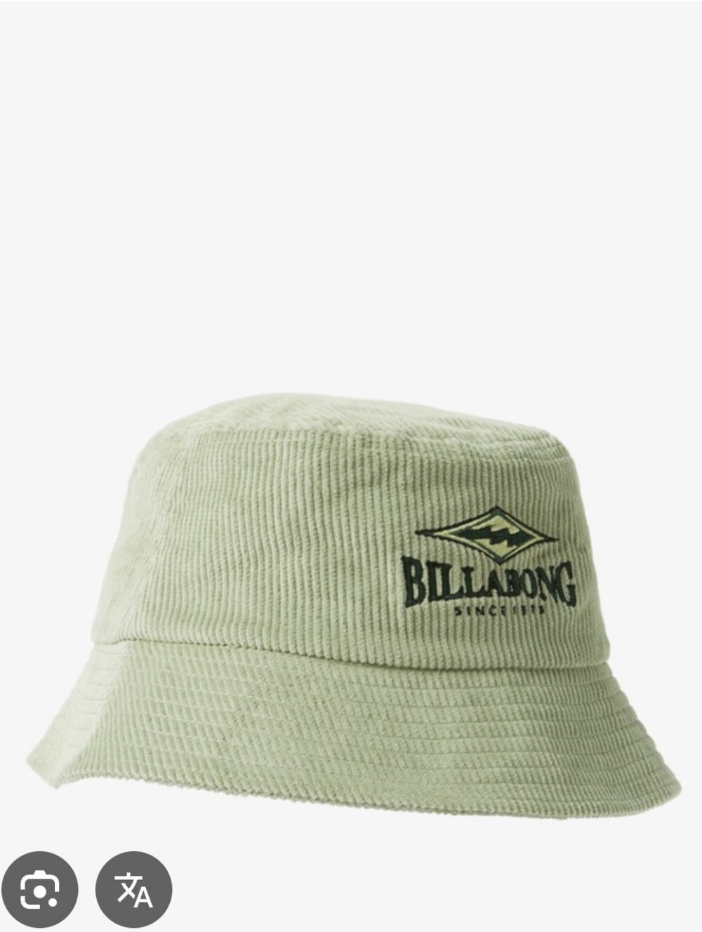 Billabong Bong Day Mens Corduroy Bucket Hat in Sage Green